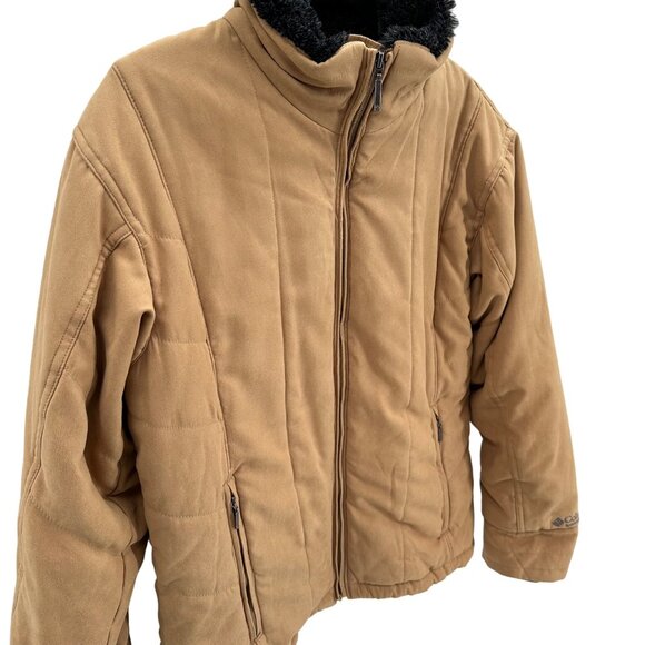 Columbia Womens Tan Zip Pockets Jacket Faux Fur Lined Polyester Size L - Picture 2 of 16